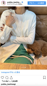 柏木由紀子、愛犬との仲睦まじい日常　※「柏木由紀子」インスタグラム
