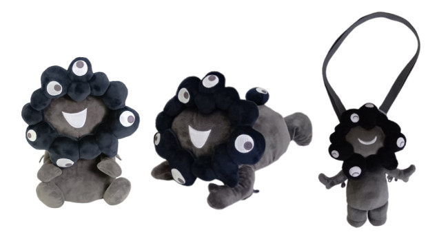 新品-6・万博限定黒ミャクミャク全身ぬいぐるみポーチ（ファスナーと