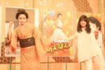 連続テレビ小説『あんぱん』から『ばけばけ』へバトンタッチセレモニーに登壇した（左から）高石あかり、今田美桜