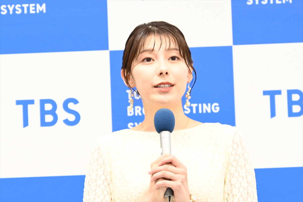 上村彩子・TBSアナウンサー、TBSテレビ2025年10月期番組改編説明会に登場