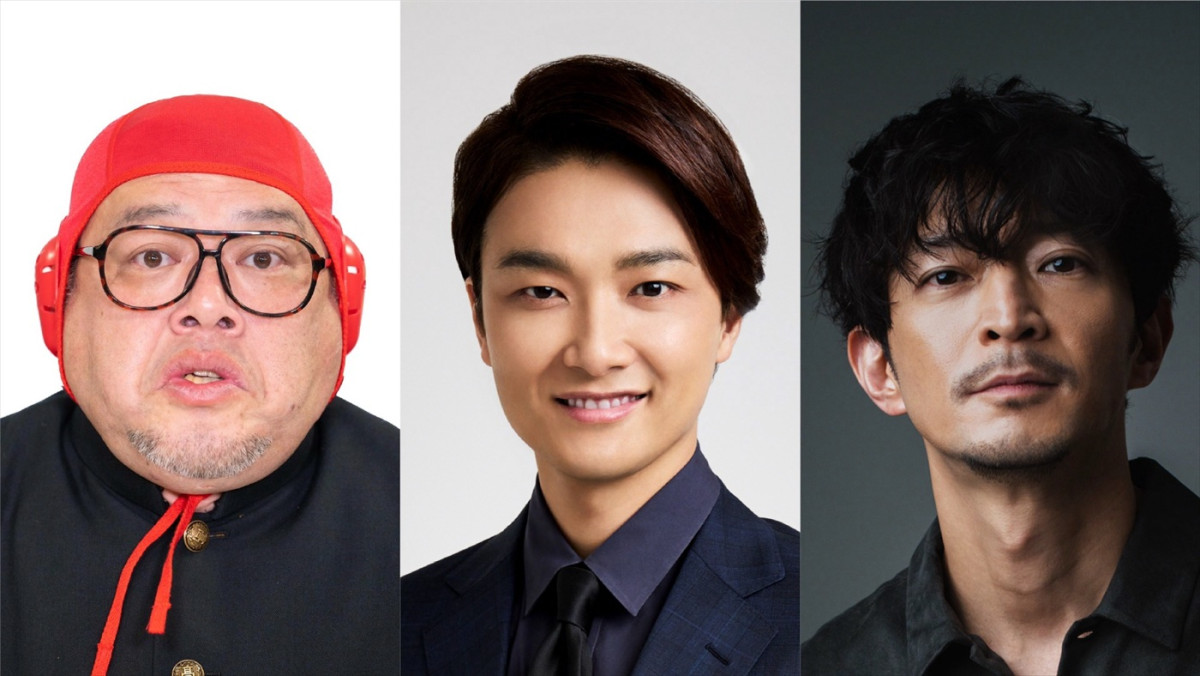 大河ドラマ『べらぼう~蔦重栄華乃夢噺~』に出演する(左から)くっきー!、井上芳雄、津田健次郎