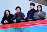 ドラマ『クジャクのダンス、誰が見た？』第1話プレミア試写会・制作発表会見に出席した（左から）磯村勇斗、リリー・フランキー、松山ケンイチ、広瀬すず