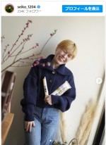 金髪ショートの笑顔がかわいすぎな誠子　※「誠子」インスタグラム