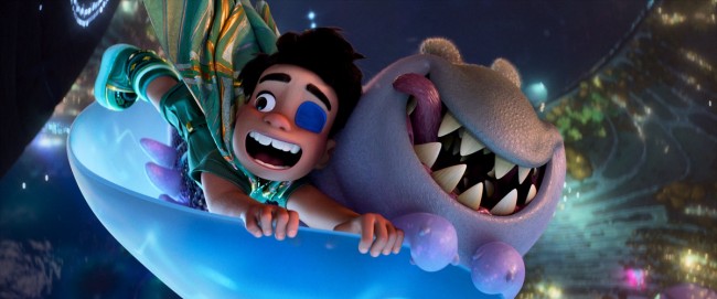 映画『星つなぎのエリオ』エリオとエイリアンの少年グロードンの場面写真