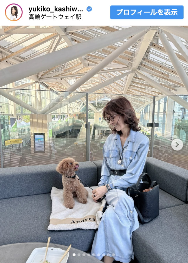 柏木由紀子、愛犬とのお出かけを報告　※「柏木由紀子」インスタグラム