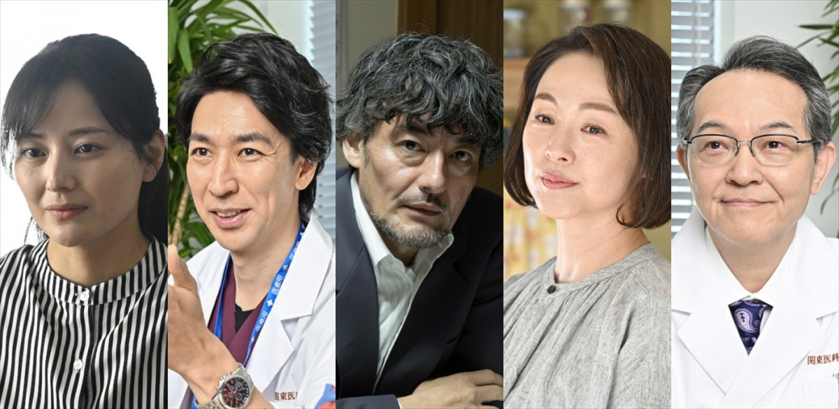 日曜劇場『キャスター』に出演する(左から)原田夏希、TAKAHIRO、山口馬木也、黒沢あすか、緋田康人