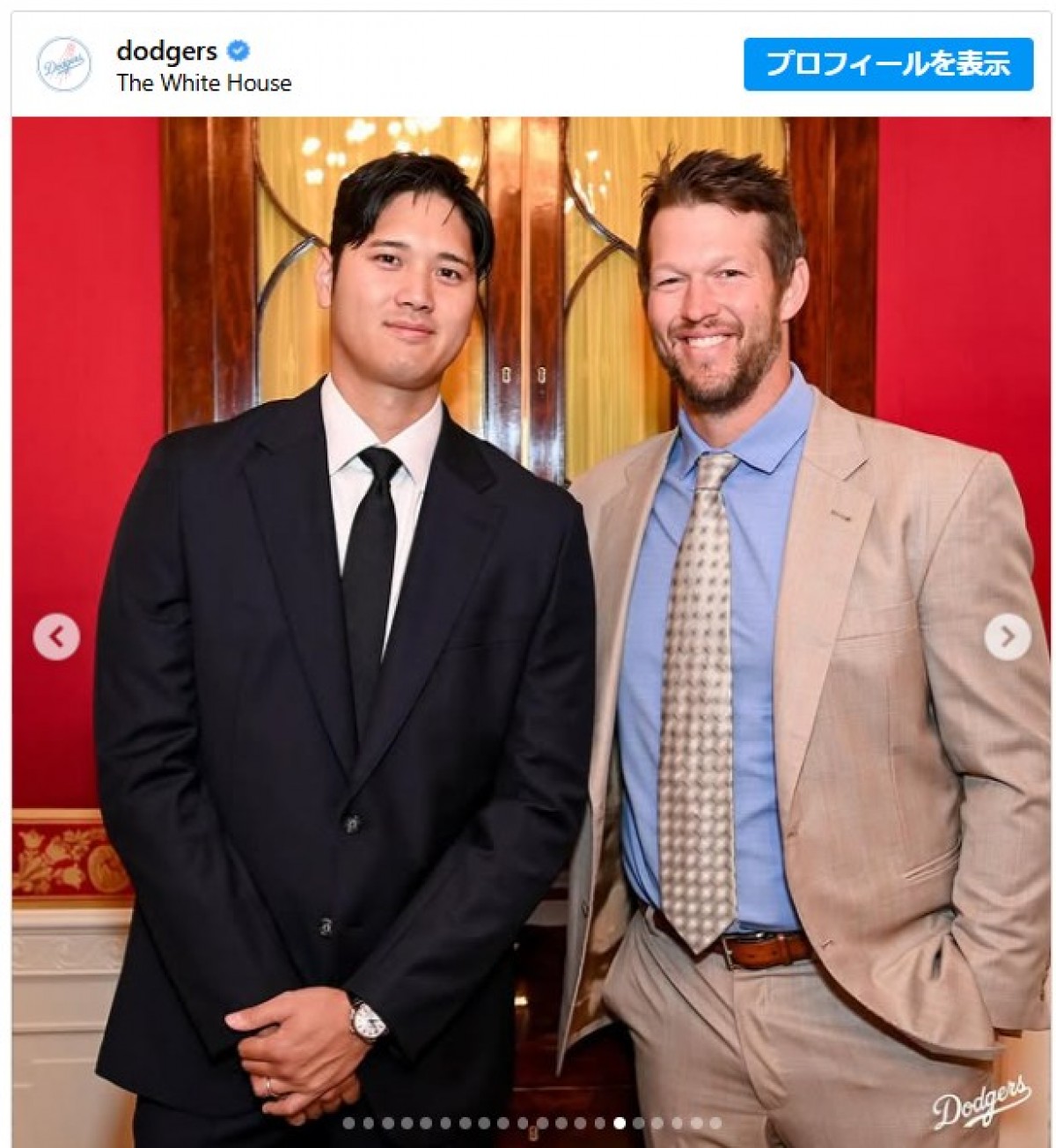 スーツ姿がかっこいい！ 大谷翔平＆山本由伸ら、ホワイトハウスを訪問したドジャース選手をチェック