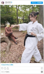 堀江アナ、空手衣まとい華麗な技を披露　※「堀江聖夏」インスタグラム