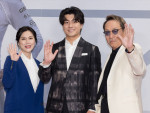 『F1（R）／エフワン』レッドカーペットイベントに出席した（左から）佐古真弓、森本慎太郎、堀内賢雄