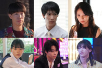 木曜劇場『愛の、がっこう。』に出演する（上段左から）坂口涼太郎、味方良介、野波麻帆、（下段左から）早坂美海、荒井啓志、別府由来