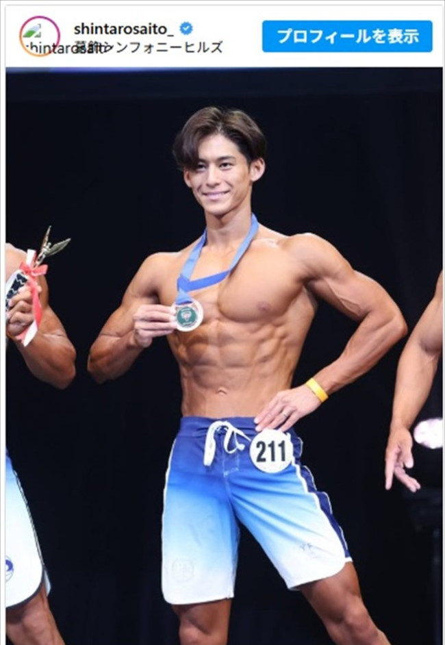 齋藤慎太郎アナがボディビル大会で3位入賞 ※「齋藤慎太郎」インスタグラム