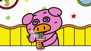 ブタメンくん、1993年のデビュー以来初のCM出演！　豪快な食べっぷりを披露
