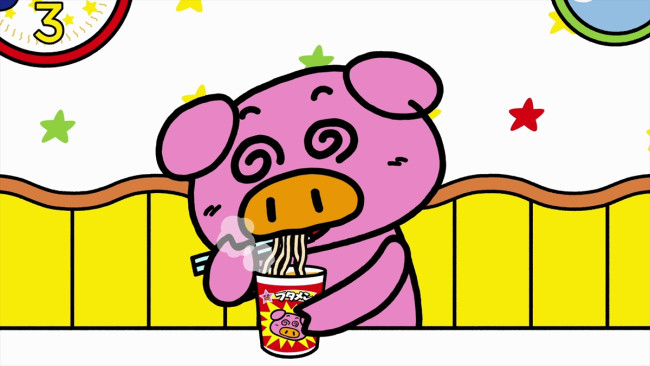 ブタメンくん、1993年のデビュー以来初のCM出演！　豪快な食べっぷりを披露