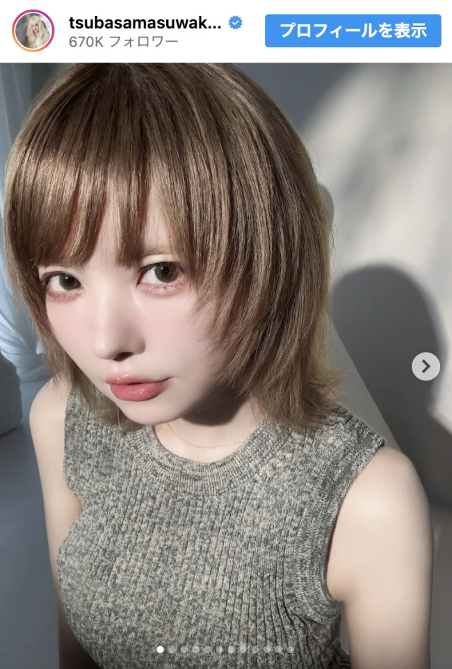 益若つばさ、ブロンドヘアーから大人可愛くイメチェン ※「益若つばさ」インスタグラム