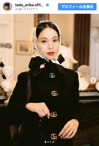 2025年4月にGUCCIのアンバサダーに就任していた戸田恵梨香　※「戸田恵梨香」インスタグラム