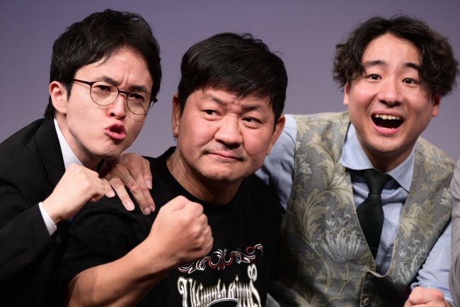 『R-1グランプリ2025』決勝進出者発表会見に出席した(左から)ヒロ・オクムラ、田津原理音、チャンス大城、田津原理音