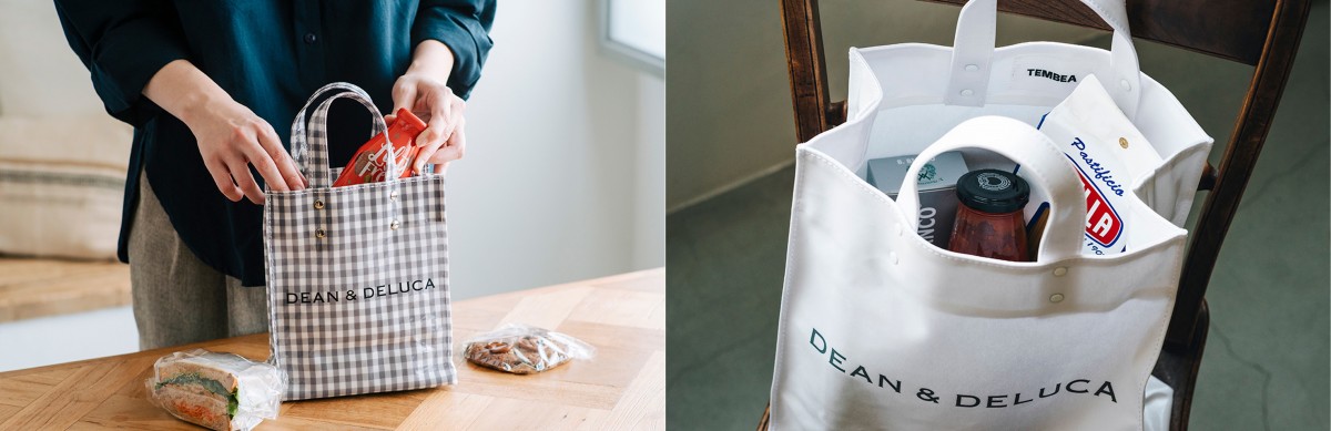 「DEAN ＆ DELUCA｜TEMBEA　PAPER TOTE GINGHAM GREY」20250212