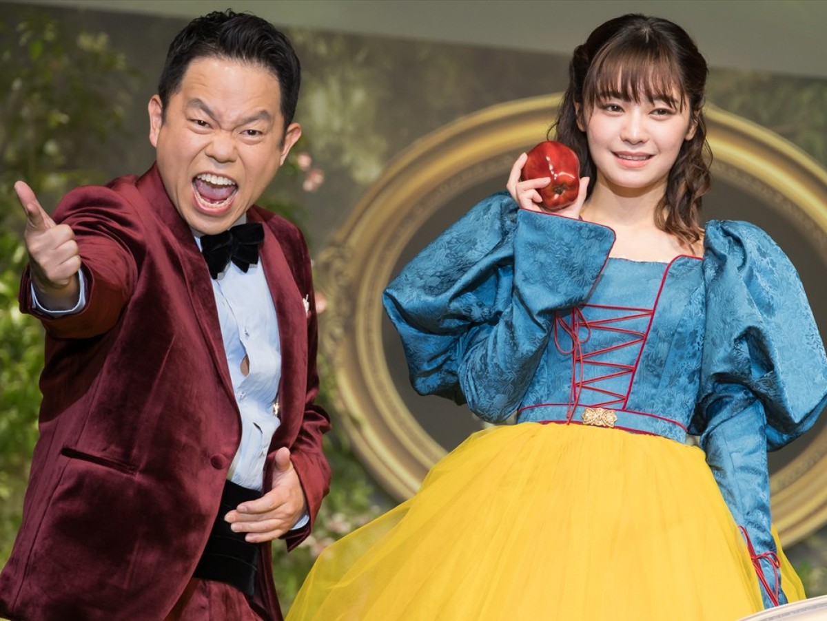 『白雪姫』劇中歌お披露目イベントに出席した(左から)津田篤宏、吉柳咲良