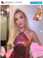 パリス・ヒルトンから借りたというドレス姿　※「ミリー・ボビー・ブラウン」インスタグラム