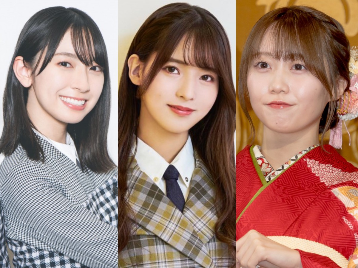 (左から)日向坂46・金村美玖、櫻坂46・中嶋優月、乃木坂46・矢久保美緒