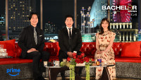 『バチェラー・ジャパン』シーズン6　MCの（左から）山添寛、今田耕司、指原莉乃