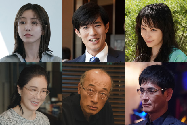 ドラマ『愛の、がっこう。』に出演する(左上から時計回りに)田中みな実、中島歩、りょう、沢村一樹、酒向芳、筒井真理子
