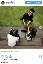 田村淳、娘たちと“おうち田植え”に挑戦　※「田村淳」インスタグラム