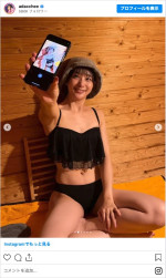 足立梨花が披露したサウナショット　※「足立梨花」インスタグラム