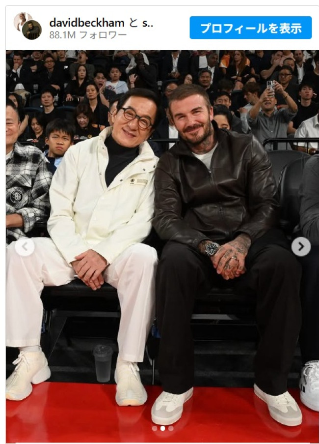 デヴィッド・ベッカム、マカオで開催のNBAでジャッキー・チェンと奇跡のツーショット!※「David Beckham」インスタグラム