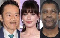 （左から）遠藤憲一、アン・ハサウェイ、デンゼル・ワシントン