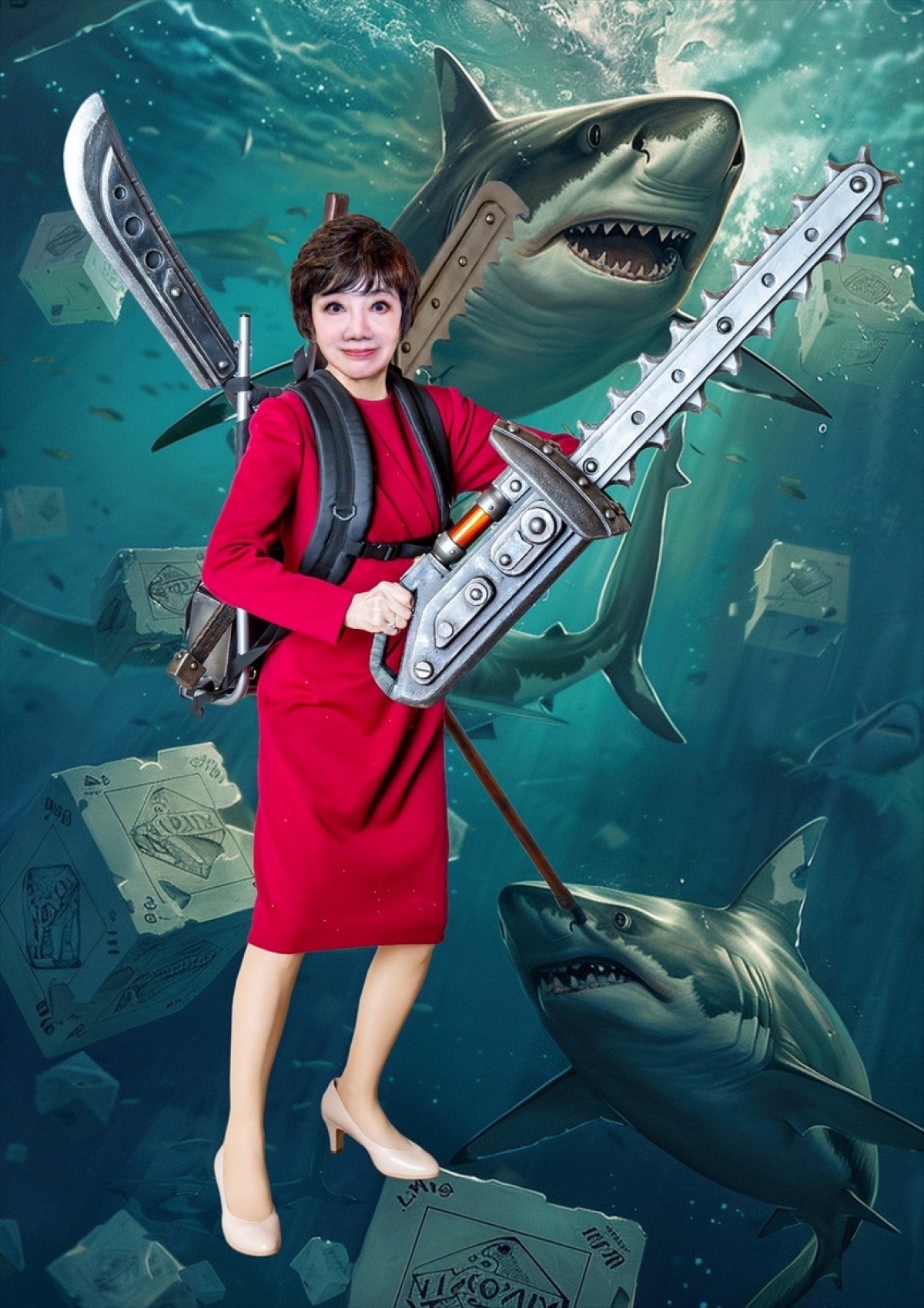 サメ映画史上最高傑作!?　映画『松島トモ子 サメ遊戯』公開決定！　ポスタービジュアル＆予告編解禁