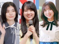 （左から）櫻坂46・藤吉夏鈴、乃木坂46・賀喜遥香、日向坂46・富田鈴花