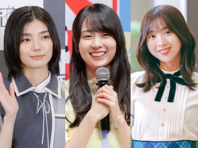 (左から)櫻坂46・藤吉夏鈴、乃木坂46・賀喜遥香、日向坂46・富田鈴花