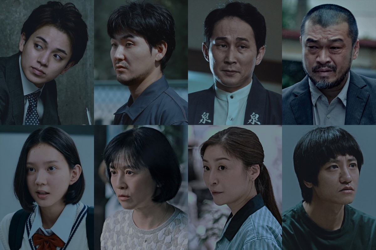 『連続ドラマW 災』に出演する(上段左から)宮近海斗、松田龍平、じろう(シソンヌ)、竹原ピストル、(下段左から)中島セナ、坂井真紀、内田慈、藤原季節