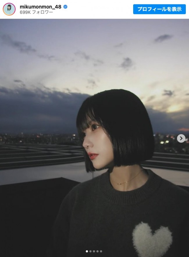 ショートボブにイメチェンした田中美久　※「田中美久」インスタグラム