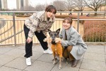 ドラマ『問題物件』クランクアップを迎えた（左から）宮世琉弥、コラレ、内田理央