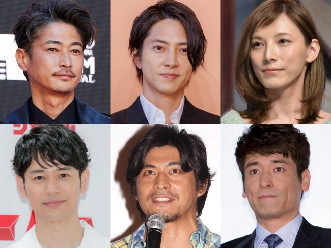 （左上から時計回りで）窪塚洋介、山下智久、加藤あい、佐藤隆太、坂口憲二、妻夫木聡