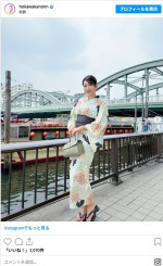 170cm“美しすぎる気象予報士”穂川果音、過去の美しい浴衣姿　※「穂川果音」インスタグラム