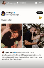 セレーナ・ゴメス＆サブリナ・カーペンターらがテイラーの婚約に反応！※「Selena Gomez」インスタグラム