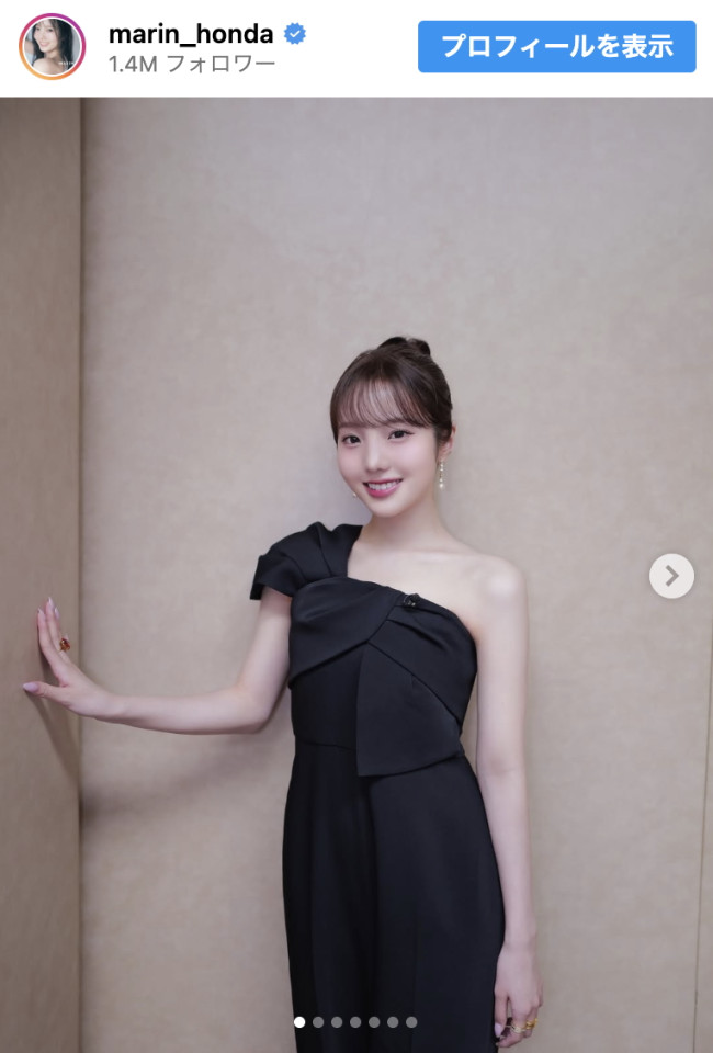 本田真凜、艶やかな黒ドレス姿　※「本田真凜」インスタグラム