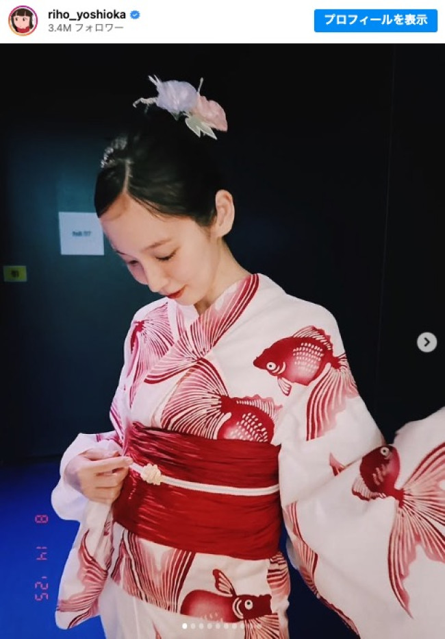美しい浴衣姿を披露した吉岡里帆 ※「吉岡里帆」インスタグラム