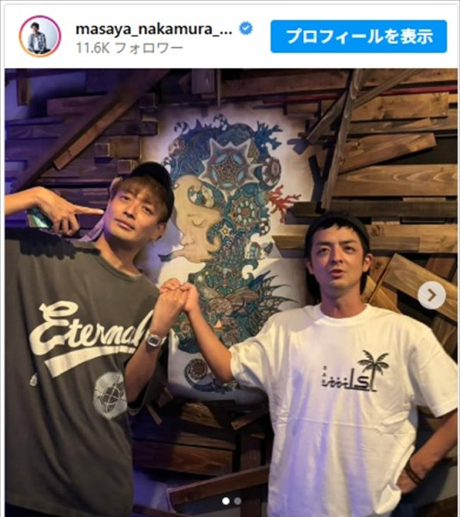 中村昌也&ORANGE RANGE・YAMATOの仲良し2ショット ※「中村昌也」インスタグラム