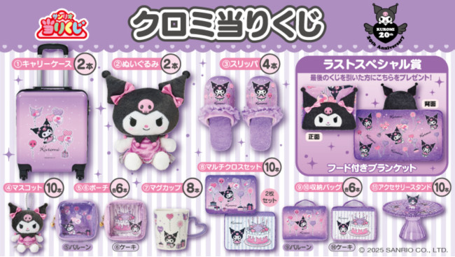 クロミ 20周年アニバーサリー 当たりくじ 1等キャリーケース サンリオ 写真）「クロミ当りくじ」が超豪華！ 20周年記念デザインの