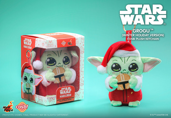『スター・ウォーズ』グローグーがサンタ姿に！　高さ約15cmの「ぬいぐるみキーチェーン」が登場