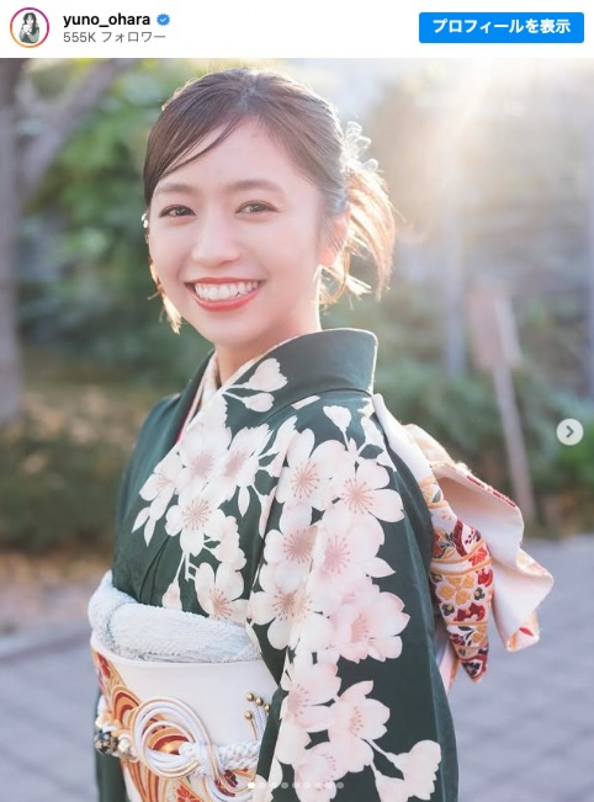 新年の晴れ着姿を披露した大原優乃 ※「大原優乃」インスタグラム
