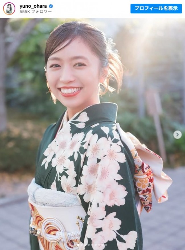 新年の晴れ着姿を披露した大原優乃　※「大原優乃」インスタグラム