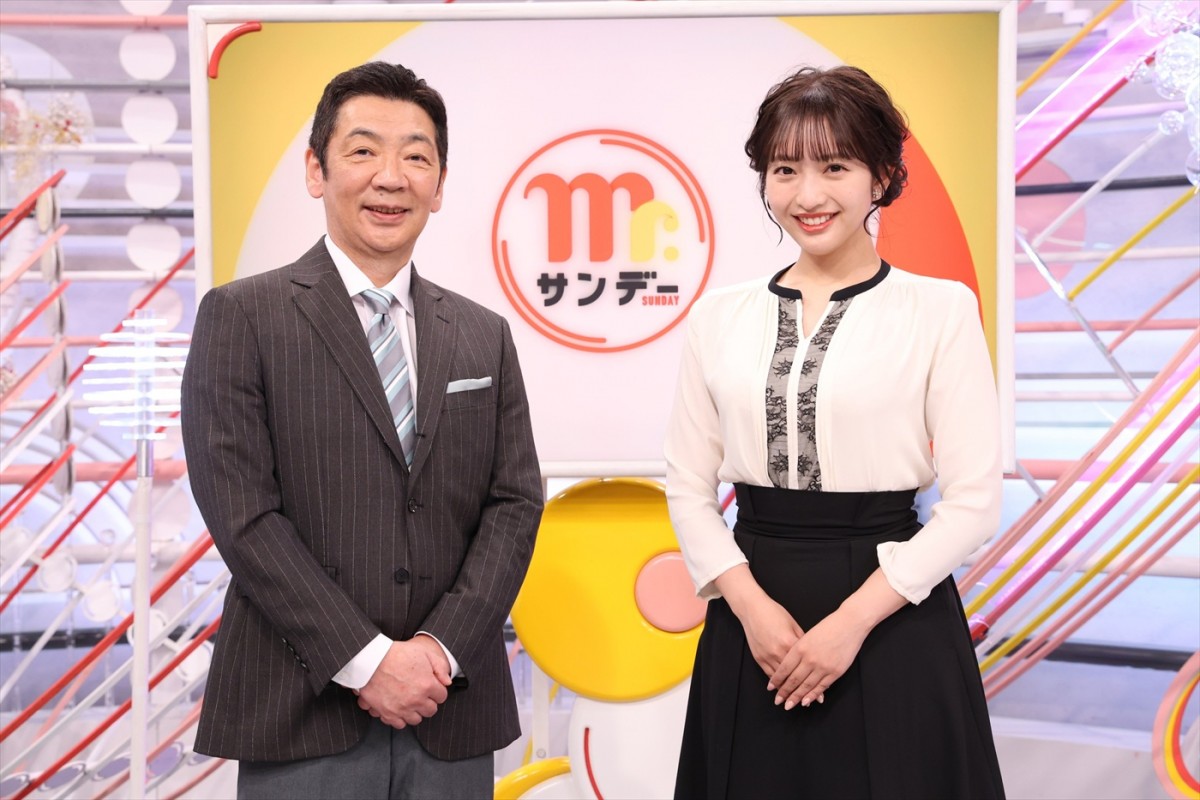 『Mr.サンデー』キャスター（左から）宮根誠司＆藤本万梨乃フジテレビアナウンサー