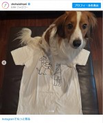 “マエケン画伯”Tシャツを着た大谷翔平　※「大谷翔平」Instagram