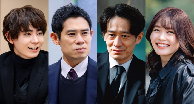 ドラマ『DOPE 麻薬取締部特捜課』に出演する(左から)豊田裕大、伊藤淳史、三浦誠己、久間田琳加