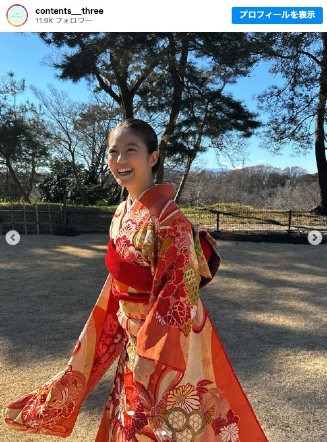 朝ドラヒロイン・のぶを演じる今田美桜の笑顔! ※「コンテンツ・スリー」インスタグラム